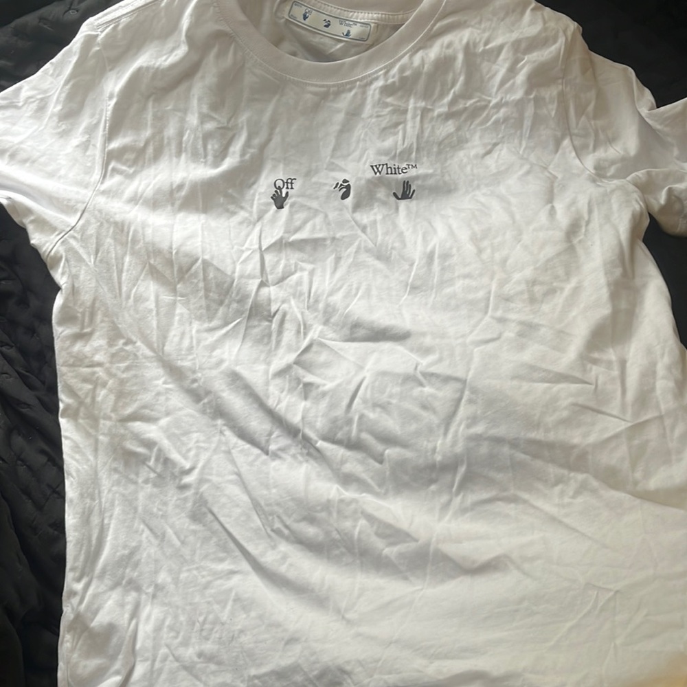 Blue and white off-white shirt size large